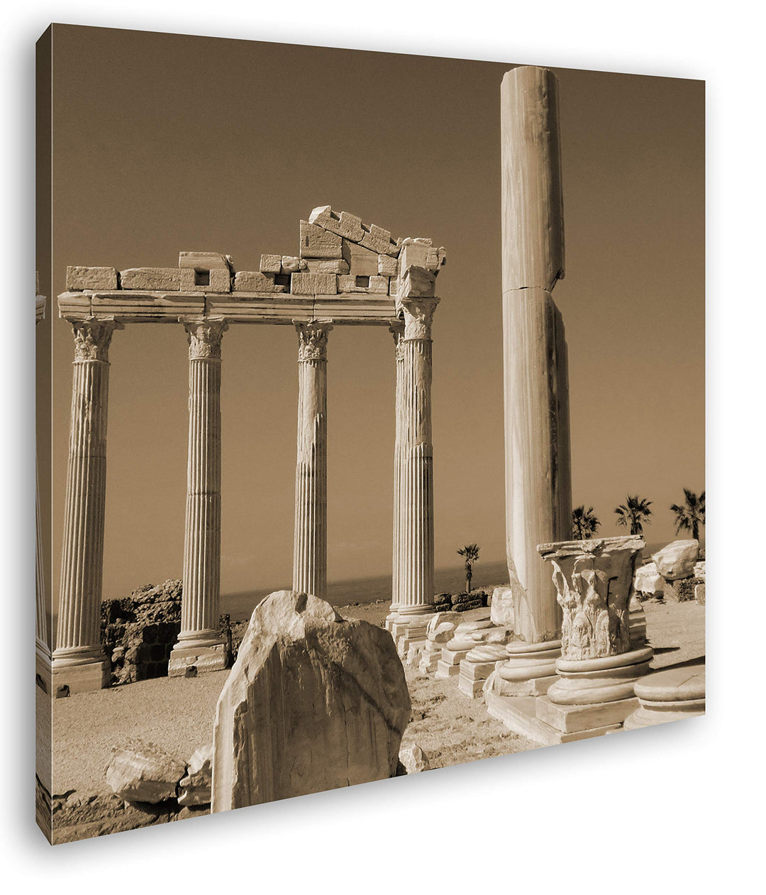 deyoli antikes Tempel Bauwerk in Türkei im Format: 70x70 Effekt: Sepia als Leinwandbild, Motiv auf E