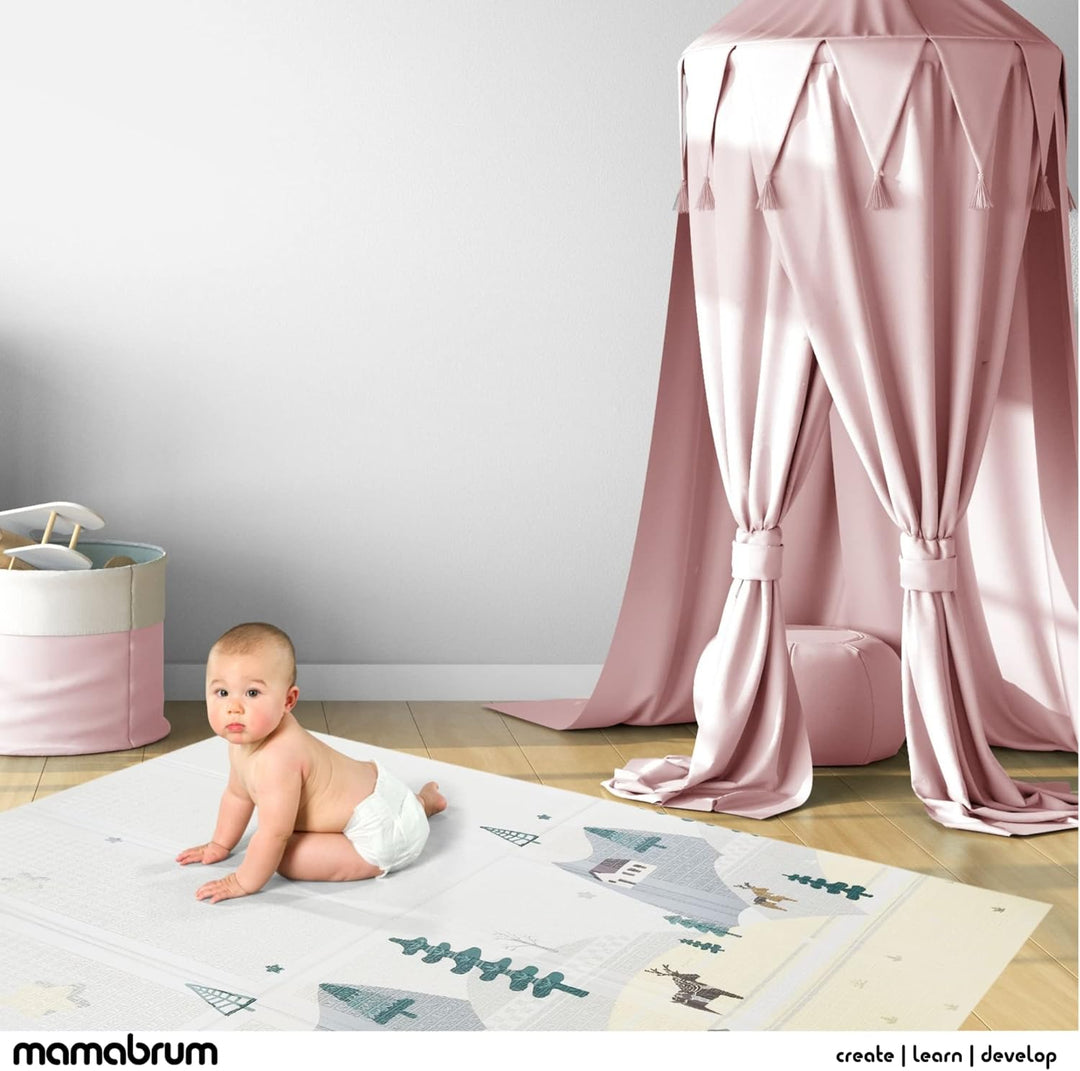 Mamabrum Baby Spiel Matte Spielmatte, 200 x 180 x 1.0 cm, Faltbare Schaumstoffmatte Krabbelmatte Was