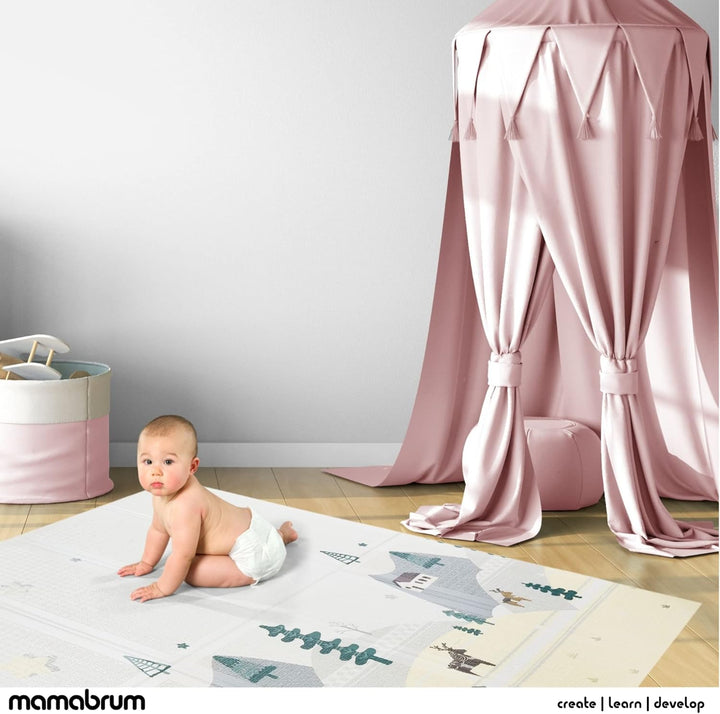 Mamabrum Baby Spiel Matte Spielmatte, 200 x 180 x 1.0 cm, Faltbare Schaumstoffmatte Krabbelmatte Was