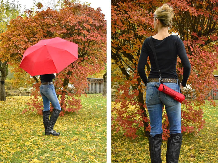 iX-brella Trekking XL Taschenschirm 115 cm gross mit Umhängetasche dark red, dark red