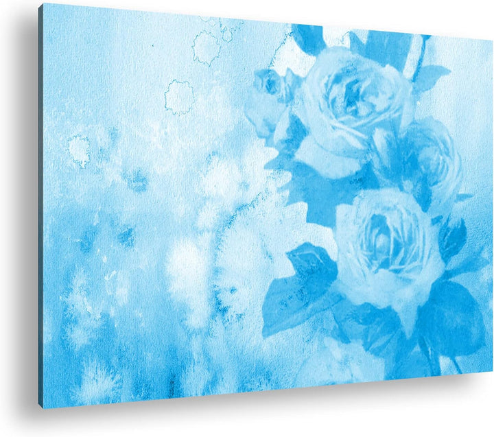 deyoli Illustration einer Rosa Rose Format 80x60 Effekt: Monocrome Blau als Leinwandbild, Motiv fert