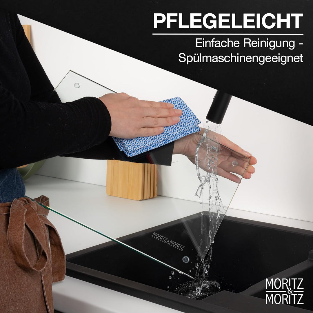 Moritz & Moritz Glasschneidebrett 40x30 cm - Kratzfestes & hygienisches Schneidebrett aus Sicherheit