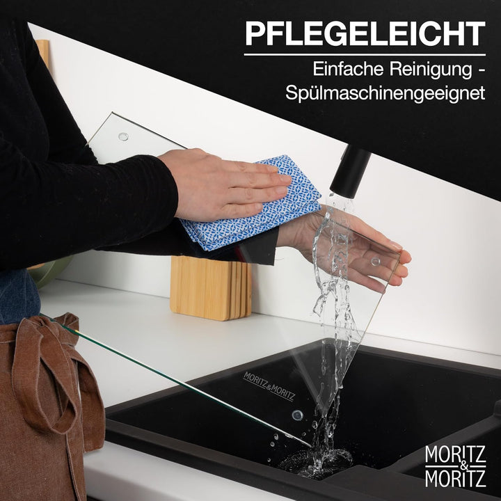 Moritz & Moritz Glasschneidebrett 40x30 cm - Kratzfestes & hygienisches Schneidebrett aus Sicherheit