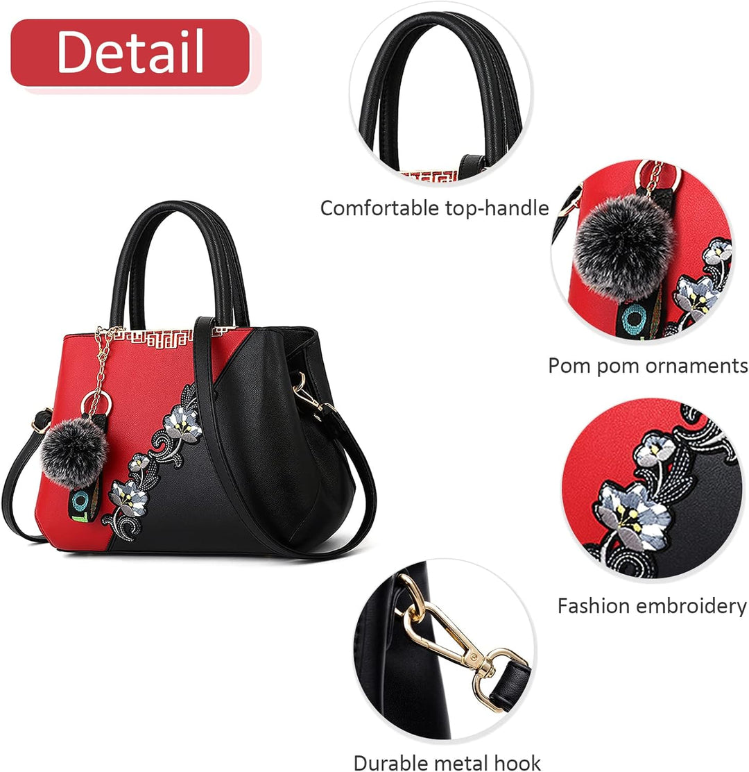 DIRRONA Damen Handtasche Mode Blumenmuster Schulterbeutel Grosse Kapazität Umhängetasche Casual Reis