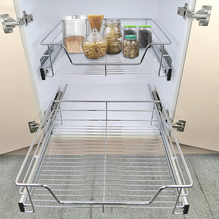 AufuN 2x Küchenschublade 50cm, Teleskopschublade Vollauszug Küchenschrank Schrankauszug Schlafzimmer