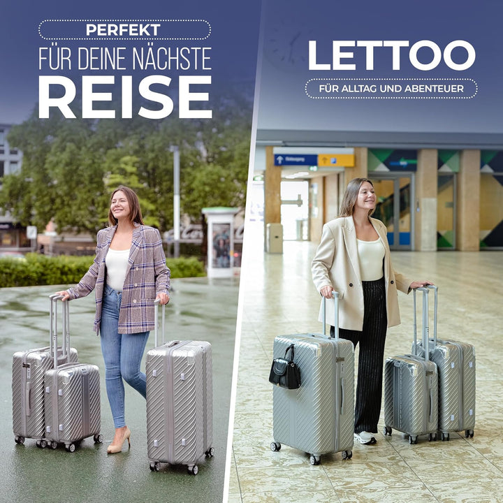3-Set Gesamtvolumen 240L, Reisekoffer mit Rollen - Extrem Stabiler Trolley Koffer mit Laptoptaschen-