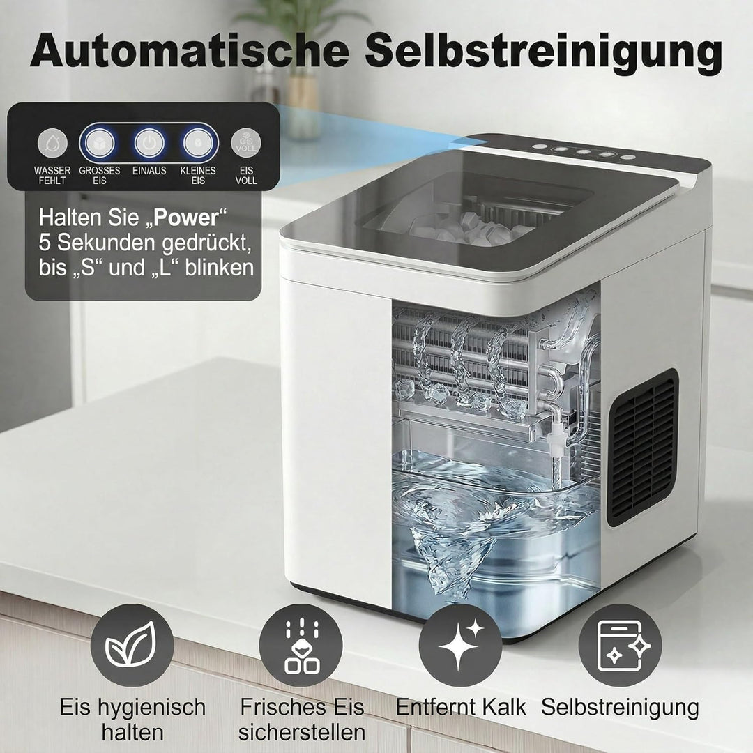 HOMCOM Eiswürfelmaschine Klein, 12 kg 24 Std., 9 Eiswürfel in 7-10 Minuten, 2 Grössen von Bullet-Eis