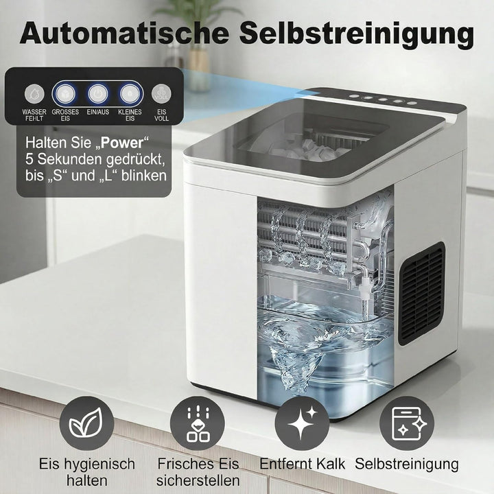 HOMCOM Eiswürfelmaschine Klein, 12 kg 24 Std., 9 Eiswürfel in 7-10 Minuten, 2 Grössen von Bullet-Eis