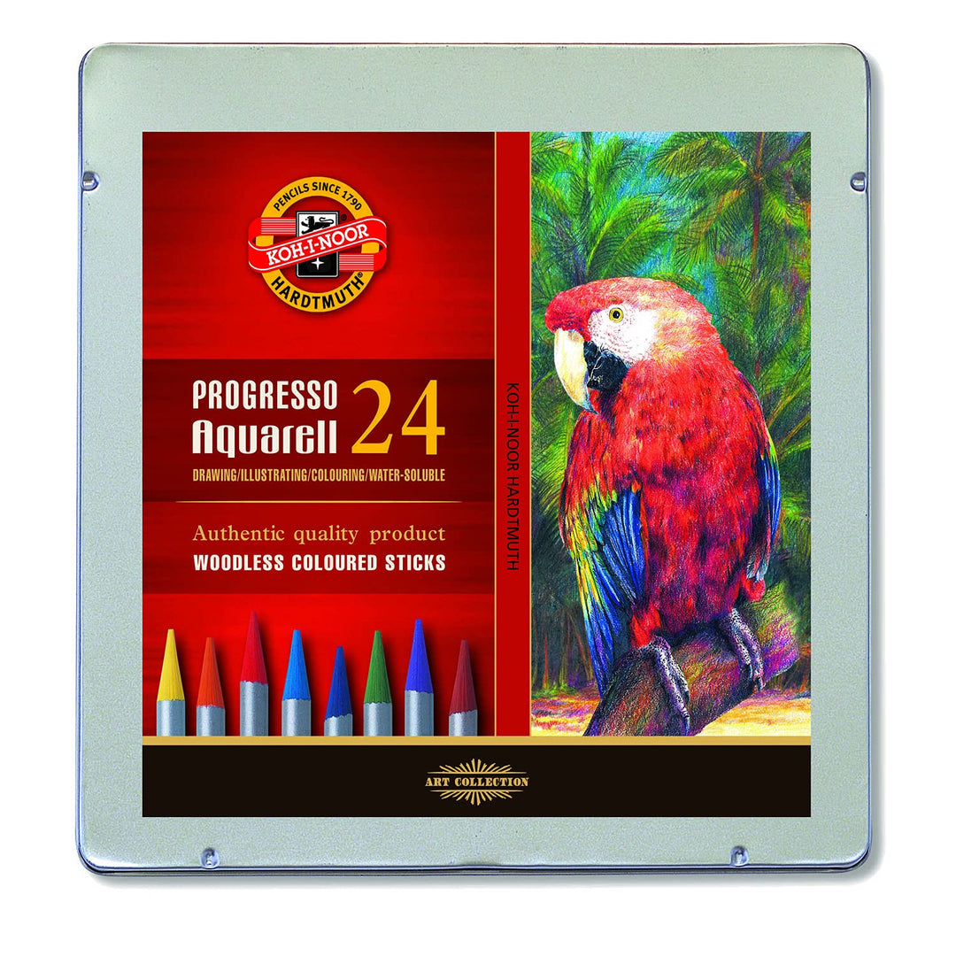 Koh-I-Noor Progresso Aquarell Buntstifte-Set, holzlos, 24 Stück