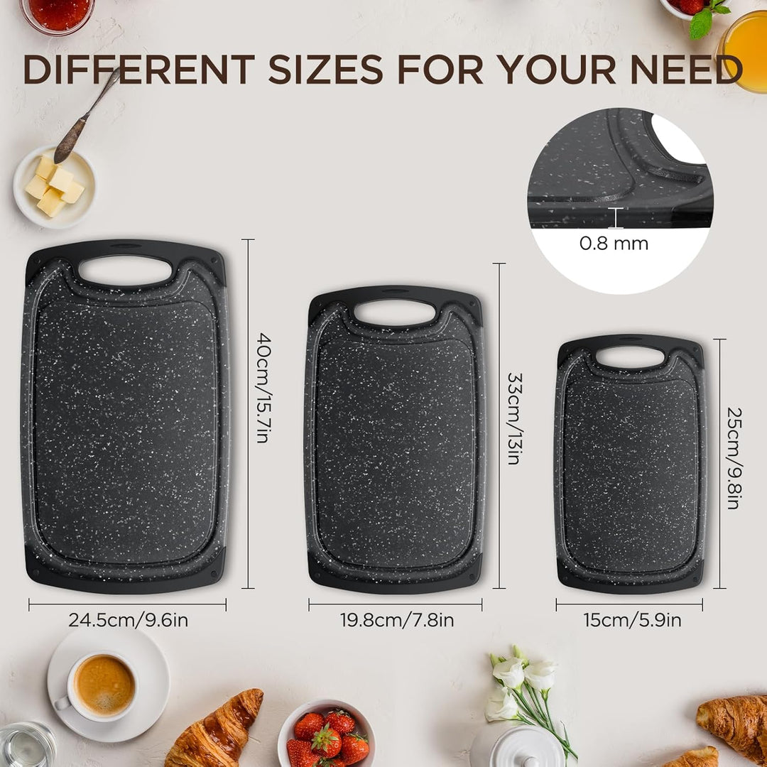 Romon Schneidebrett Kunststoff, 3 Stücke Schneidebretter Rutschfeste Griffe Cutting board, Chopping