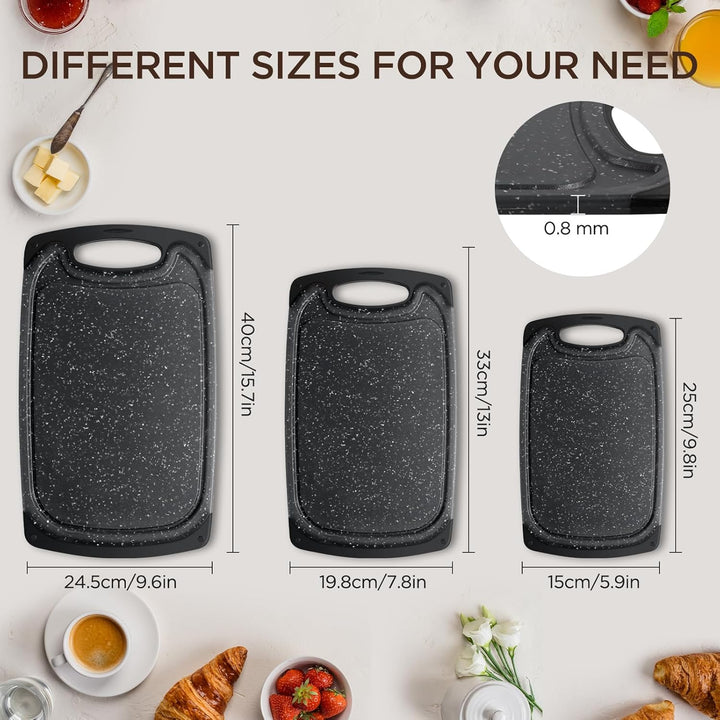 Romon Schneidebrett Kunststoff, 3 Stücke Schneidebretter Rutschfeste Griffe Cutting board, Chopping