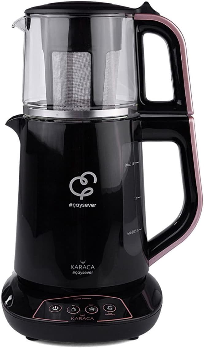 Karaca Caysever Sprechende Teekocher Rosegold Elektrisch Kupfer, 1700 W, Türkische Teekanne, Teepot,