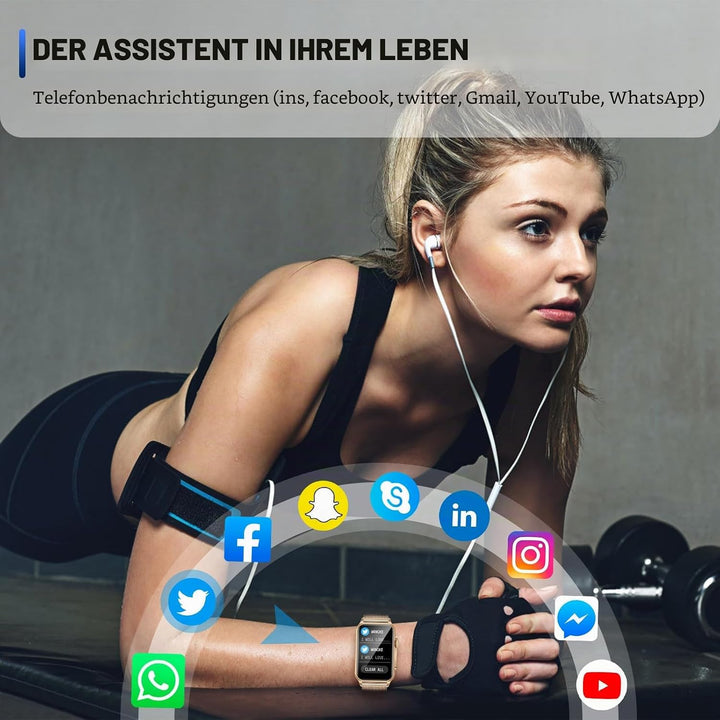 Smartwatch Damen mit Telefonfunktion 1,57 Zoll Fitnessuhr Damen mit 130 Sportmodi AI Voice IP68 Wass