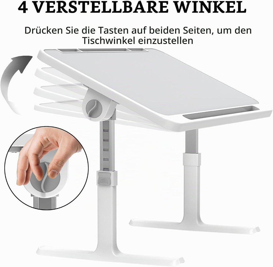 Soontrans Laptoptisch 60 x 40 cm, Laptop Tisch mit Schublade, Höhenverstellbar, Winkelverstellbar, K