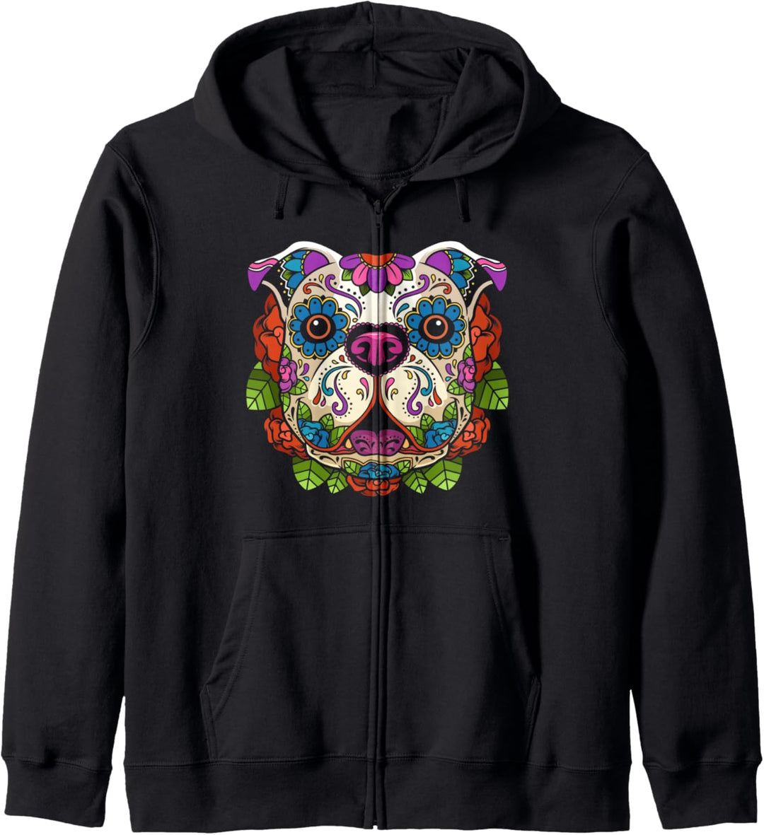 Englische Bulldogge Zuckerschädel Hund Calavera Dia De Los Kapuzenjacke