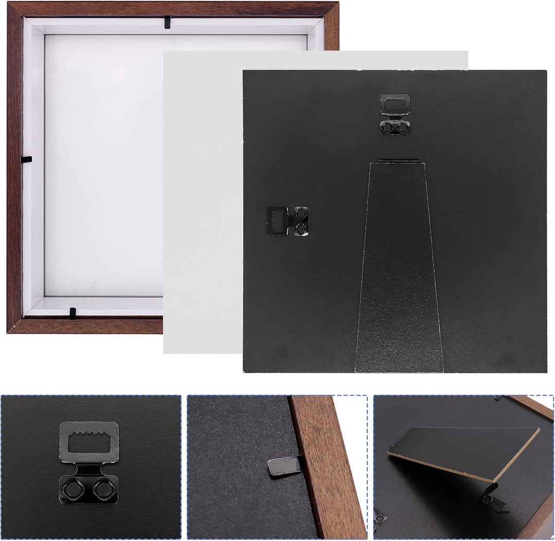 3D Shadow Box(22.3x22.3x6cm) Bilderrahmen aus Holz tiefe Box quadratisch tiefe Vitrine für Medaillen