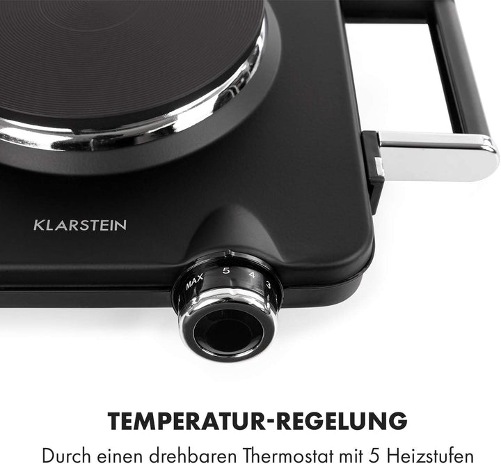 Klarstein Cookorama elektrische Doppelkochplatte, 2250 Watt, Massekochfelder: 150/180 mm Ø, Kontroll