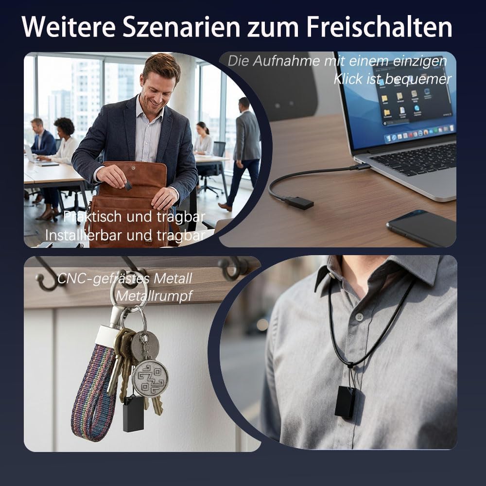 Diktiergerät Mini 64 GB Speicher, Diktiergerät und Sprachaktivierung, Voice Recorder Wiederaufladbar