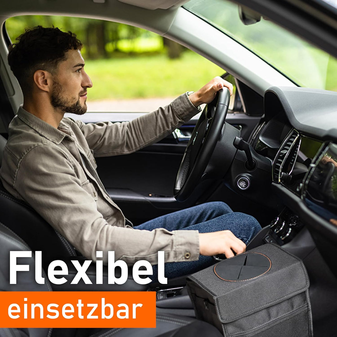 Upgrade4cars Auto Mülleimer mit Deckel & Mülltüten | 2 Liter Kfz Abfalleimer hängend für Fussraum Ko