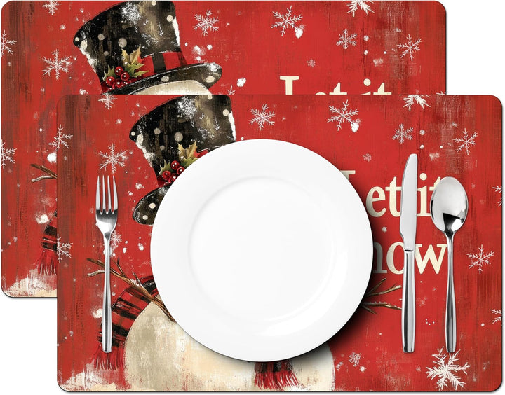 KitchenYeah© Platzsets Abwaschbar 6-Teilig Tischsets Platzdeckchen Schneespass - Winter, Schneespass