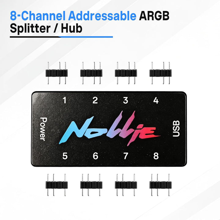 8-Port Signal RGB-Controller für PC, 5V 3-Pin SATA-gespeister ARGB-Controller PC-Beleuchtungs-Hub, F