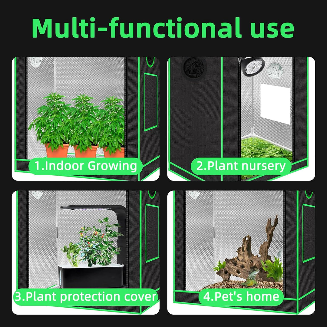 55 x 40 x 65 cm Grow Tent mit Beobachtungsfenster, Bodenwanne, Lüftungsfenster und Kabeldurchlass (S