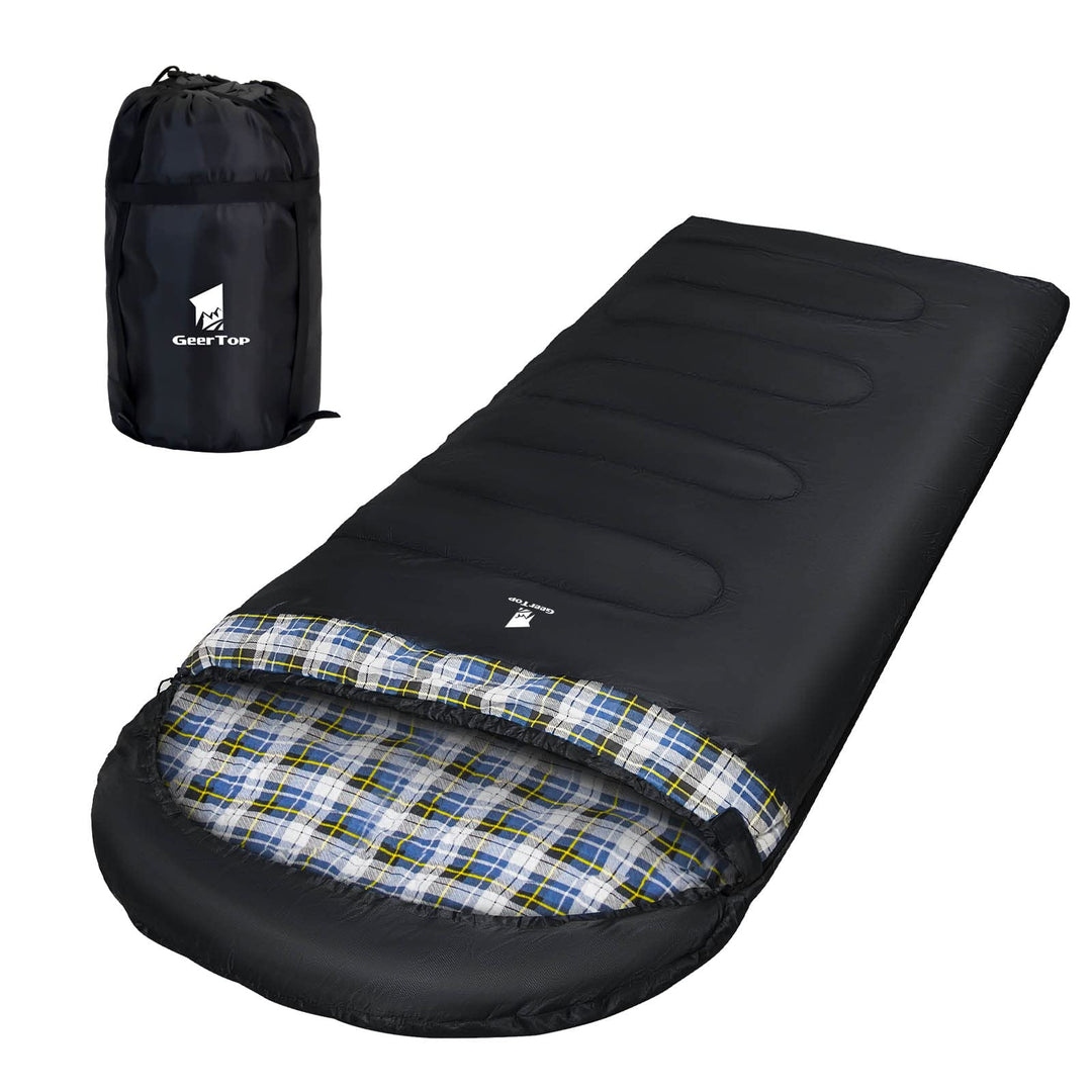 GEERTOP Schlafsack XXL 4 Jahreszeiten Flanell Campingschlafsack Übergrösse 220x100cm für Erwachsene