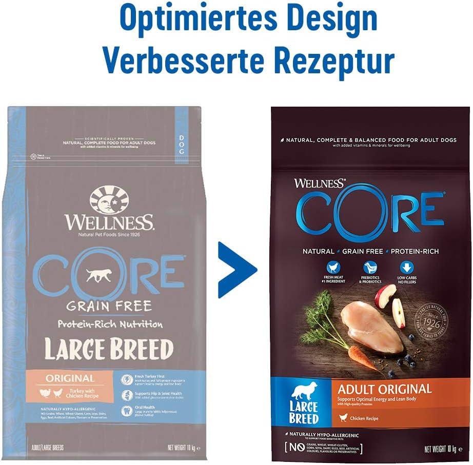 Wellness CORE Large Breed Adult Original, Hundefutter trocken für Hunde grosser Rassen, getreidefrei