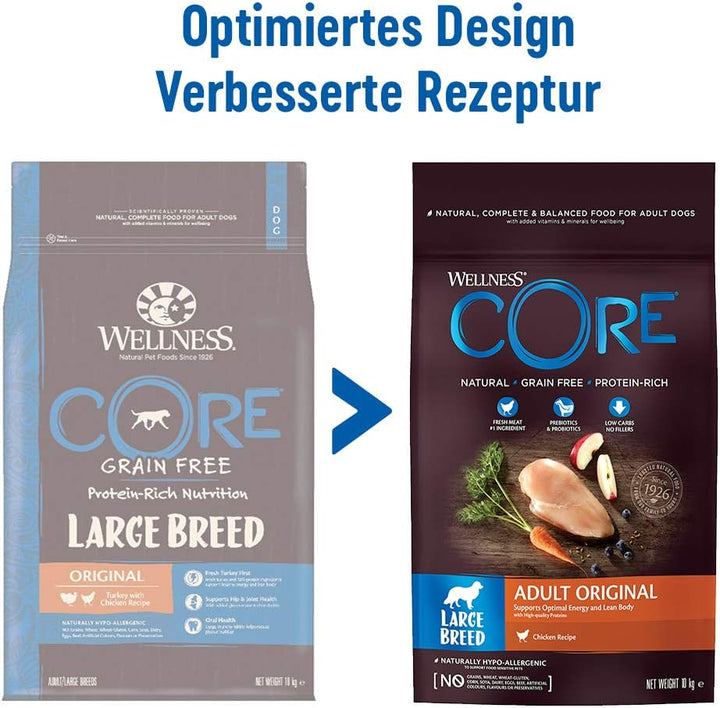 Wellness CORE Large Breed Adult Original, Hundefutter trocken für Hunde grosser Rassen, getreidefrei