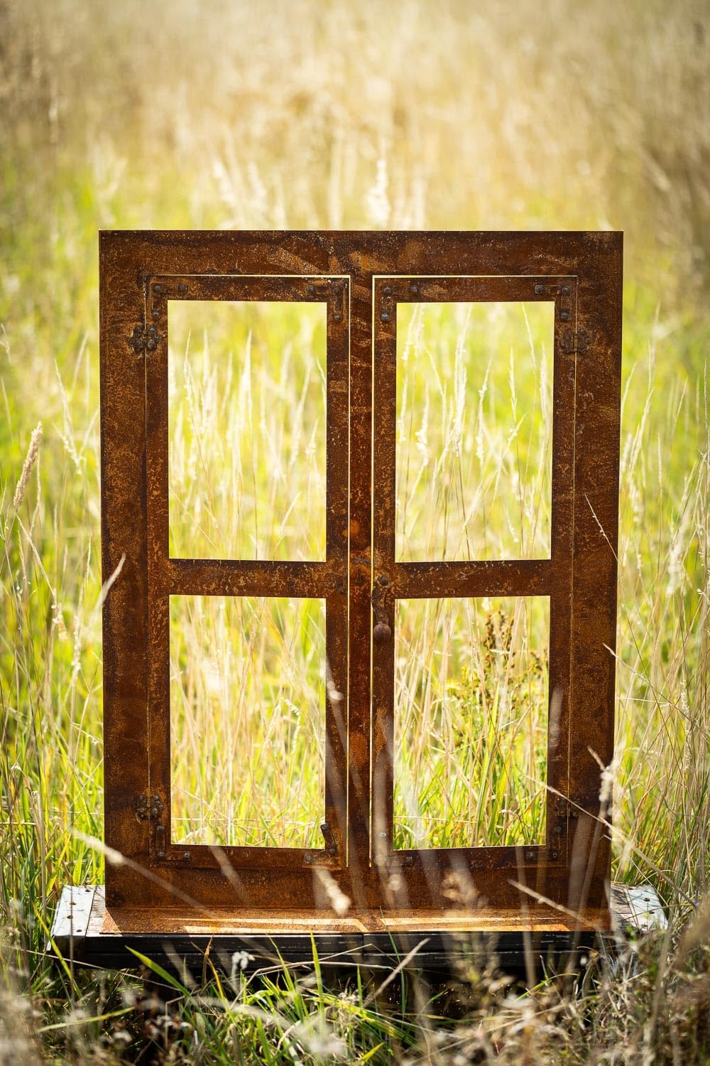 Bornhöft Gartendeko Fenster aus Metall im Rost-Design, 45cm x 60cm, Deko-Fenster Fensterrahmen Edelr