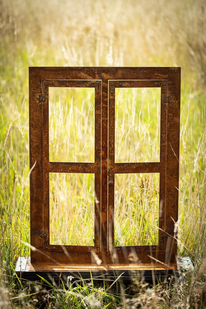 Bornhöft Gartendeko Fenster aus Metall im Rost-Design, 45cm x 60cm, Deko-Fenster Fensterrahmen Edelr