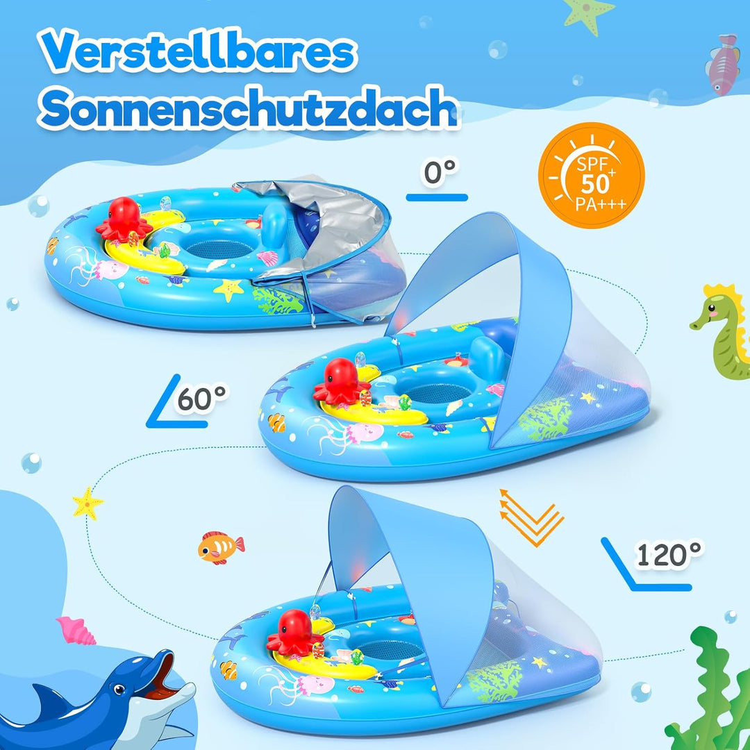 Sunrad Schwimmring Baby mit Sonnendach,Baby Schwimmring ab 6-36 Monate Schwimmhilfe Kinder mit Verst