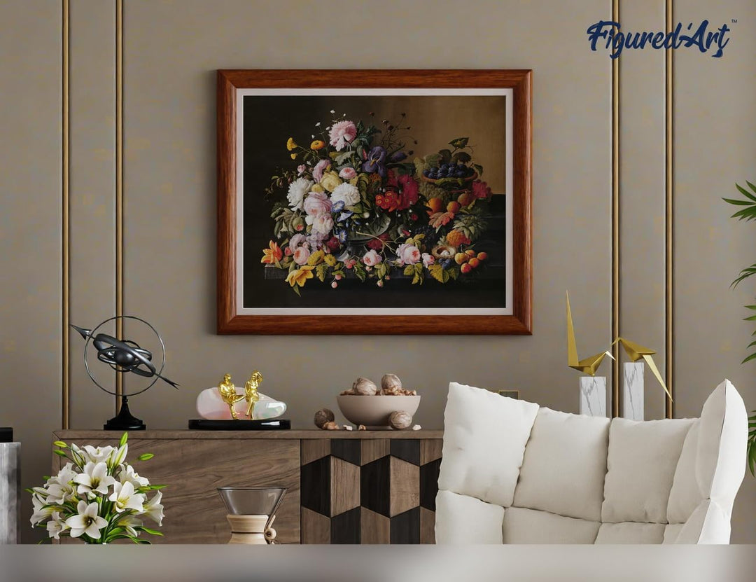 Figured'Art Malen Nach Zahlen Erwachsene Mit Rahmen Blumen und Obst - Severin Roesen - Paint by Numb