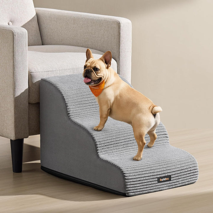 Feandrea Hundetreppe, 3 Stufen, Haustiertreppe, für kleine Hunde, Bett, Sofa, wasserdichte Katzentre