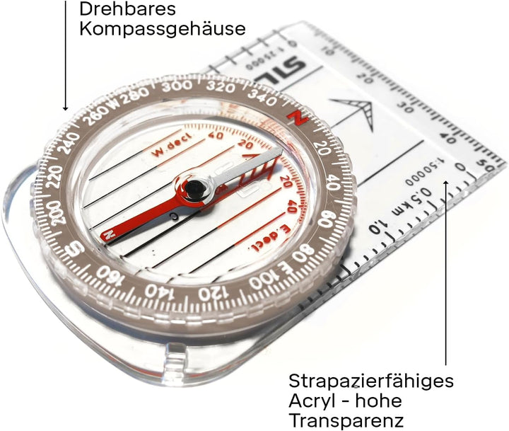 Silva Kompass Outdoor - Classic - Kompass Klein für Anfänger & Kinder - Kartenmassstäbe 1:25k & 1:50