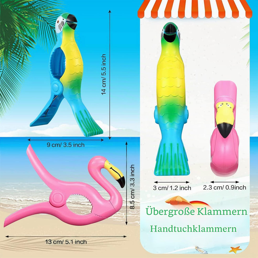 10 Stück Strandtuch-Clips Niedliche Flamingo Badetuch Clips Grosse Wäscheklammern Handtuchklemmen,Pa
