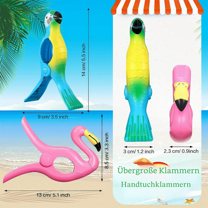 10 Stück Strandtuch-Clips Niedliche Flamingo Badetuch Clips Grosse Wäscheklammern Handtuchklemmen,Pa