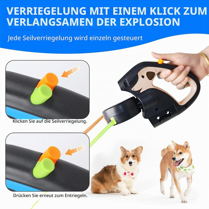 Hundeleine Doppelleine Für 2 Hunde 3 M Rollleine Hundeleine Mit Licht, Doppelte Einziehbare Hundelei
