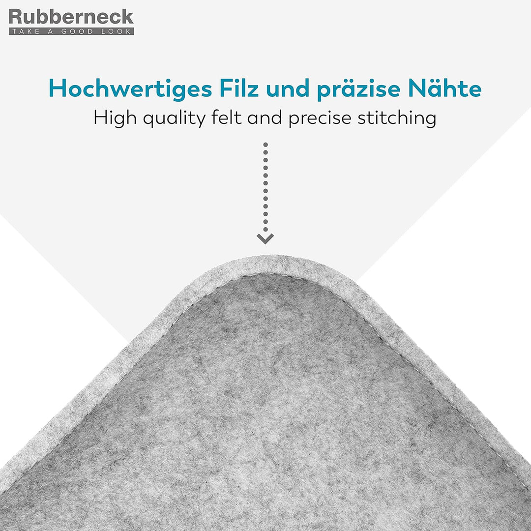 Rubberneck 8er Set rutschfeste Filz Sitzkissen eckig, Stuhlkissen mit Antirutsch-Noppen, hellgrau He