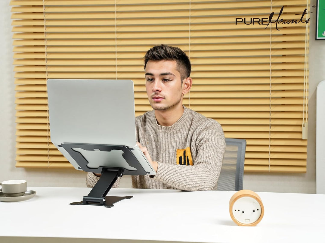 PureMounts Laptop Ständer Höhenverstellbarer, Faltbarer & Ergonomischer Notebookhalter für Home Offi