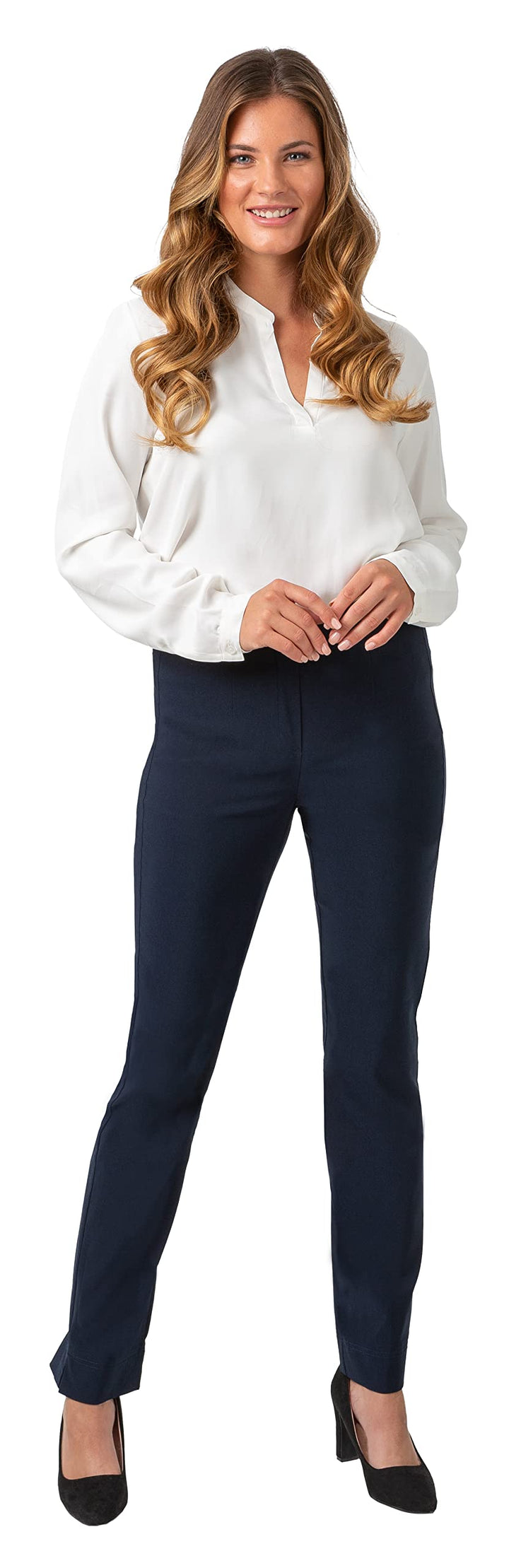 Gio Milano, Gio-Gabi, super Stretch Hose mit geradem Bein ohne Verschluss, Marine