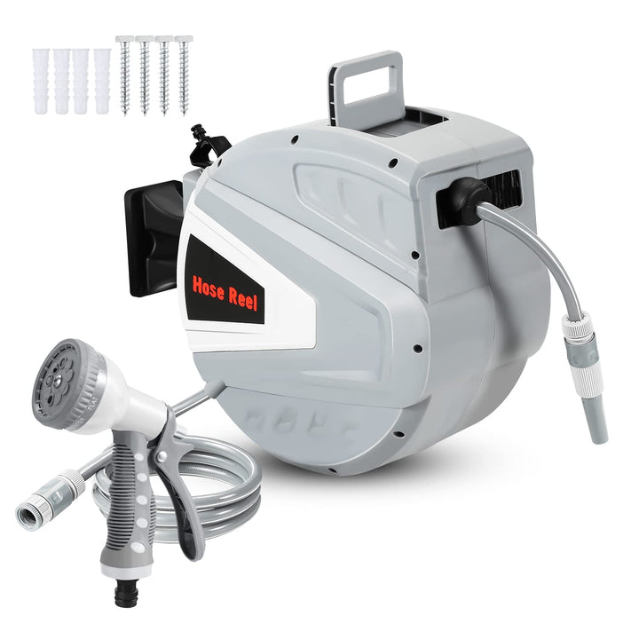 Schlauchtrommel Schlauchbox 20+2m, Automatik Schlauchaufroller,Wand-Schlauchbox mit Handbrause Garte