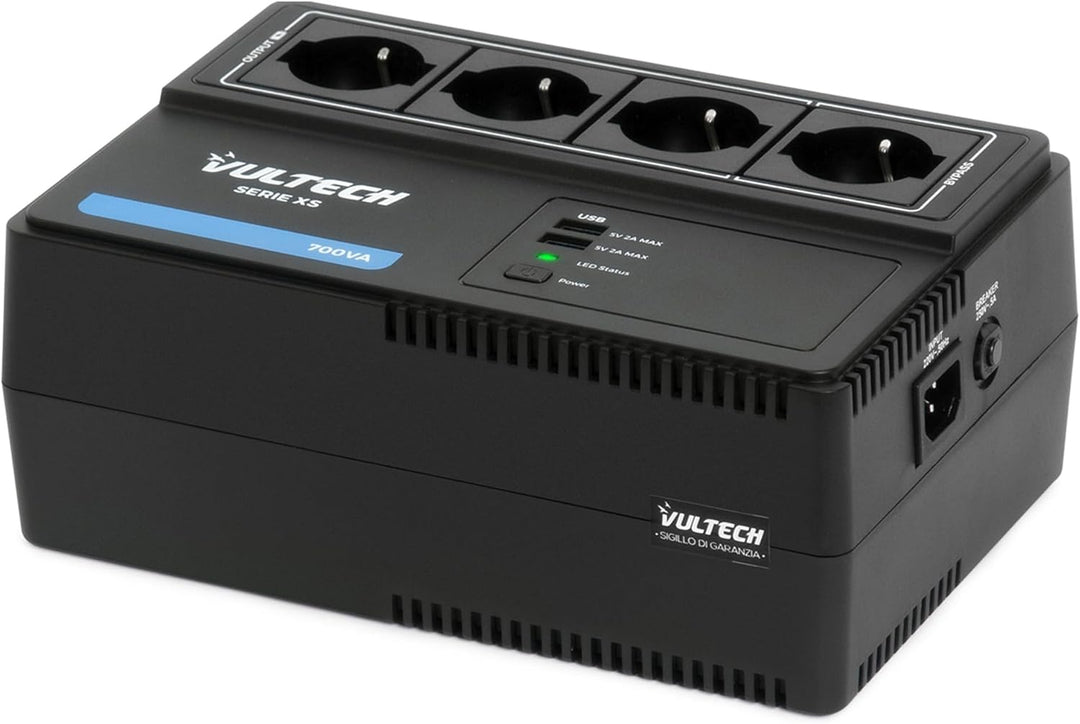 VulTech UPS700VA-XS UPS Steckdosenleiste 700VA/390WA, unterbrechungsfreie Stromversorgung, Line-Inte