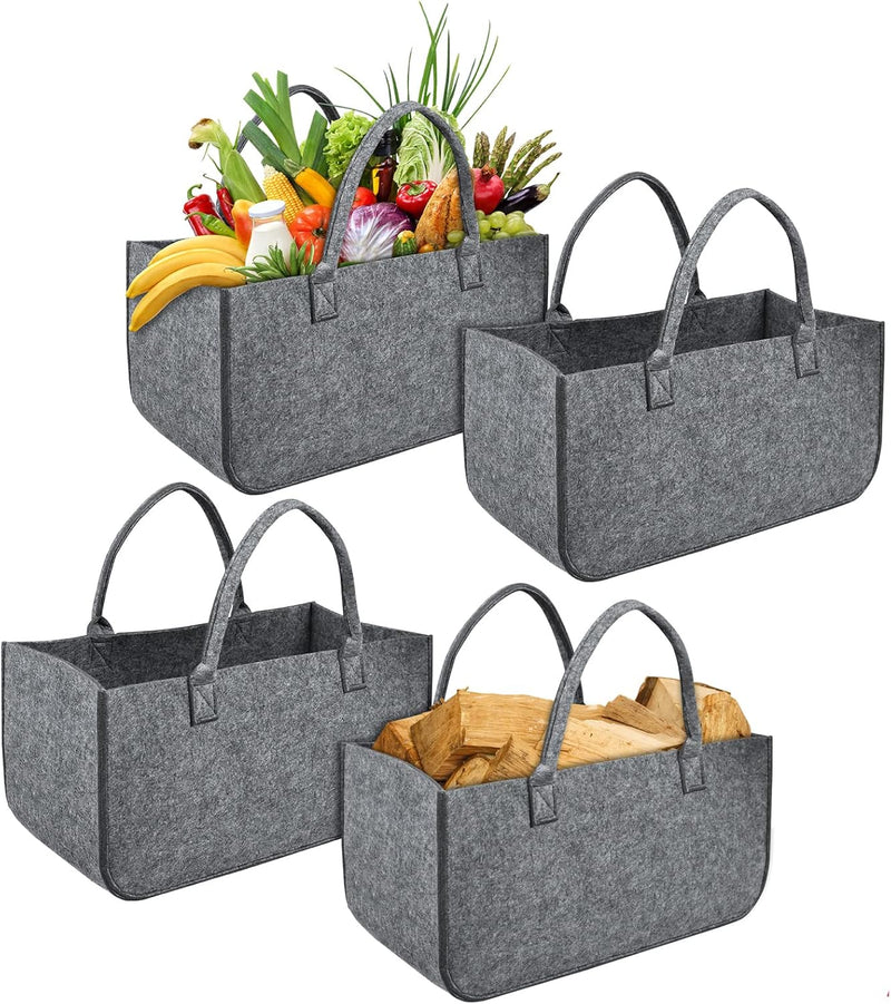 TRMLBE Kaminholzkorb Filz Holzkorb für Kaminholz mit Tragegriffen Faltbar Filztaschen Shopper Kaminh