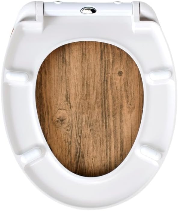 Duroplast WC-Sitz O-Form mit Absenkautomatik, Edelstahlscharnier, One-Touch-Schnellverschluss und ei