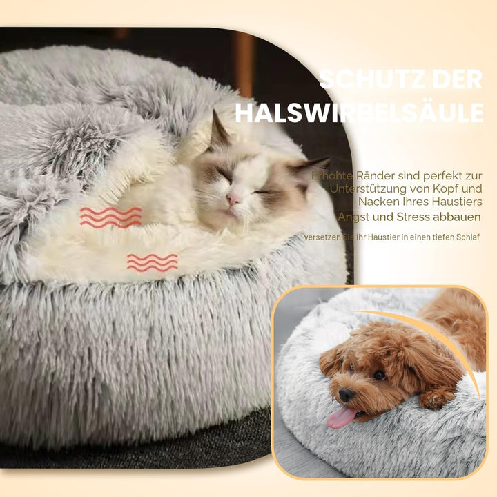 YAGE Beruhigendes Katzenbett,Flauschiges Plüsch-Kätzchenbett,waschbares Anti-Angst-Welpenbett,Hausti