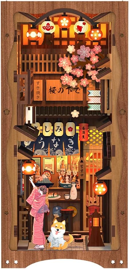 CUTEBEE DIY Book Nook Kit – DIY Miniatur Haus Kit mit Möbeln und LED-Licht, 3D Puzzle Buchstützen au