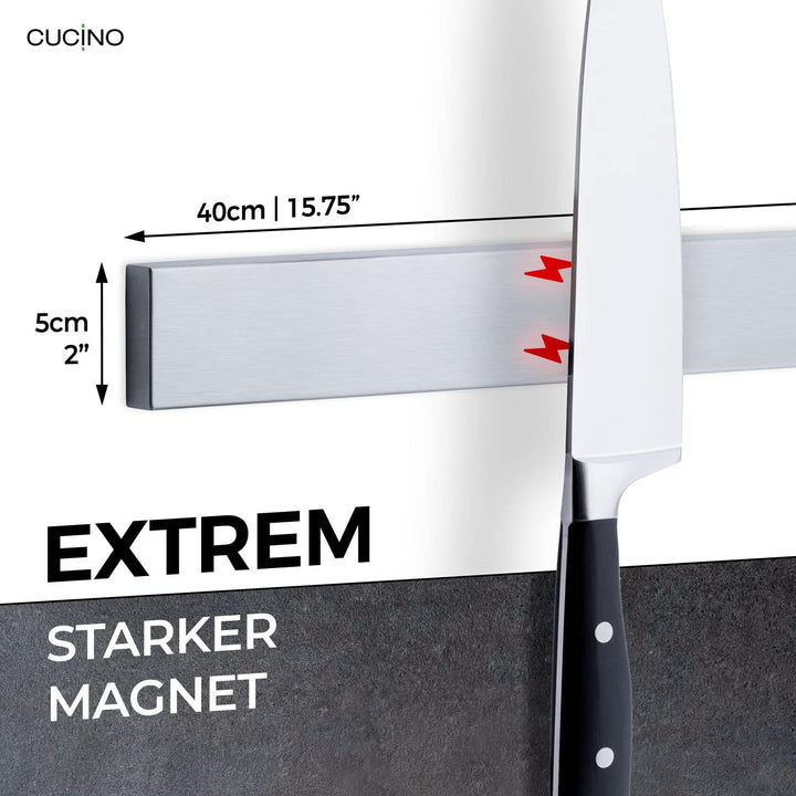 Cucino Magnetleiste Messer mit extra starkem Magnet - Speziell für den Kühlschrank, beidseitige Magn
