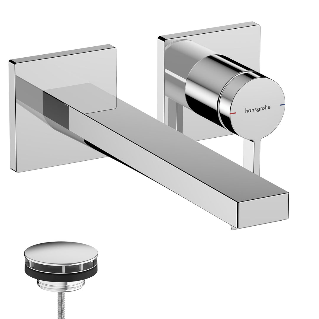 hansgrohe Tecturis E - Waschtischarmatur Unterputz für Wandmontage mit Ablauf, Wasserhahn Bad mit Au