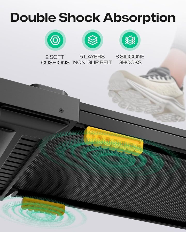 UREVO Smart Walking Pad, kompaktes Laufband unter Schreibtisch mit Acht-Punkt-Stossdämpfungs, UREVO